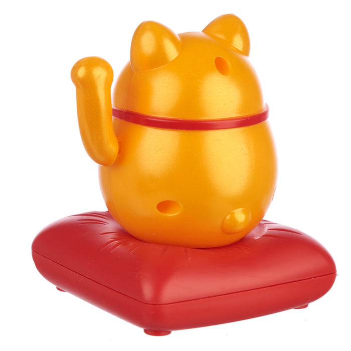 Waving Lucky Cat Solar Dashboard Pal - Yellow