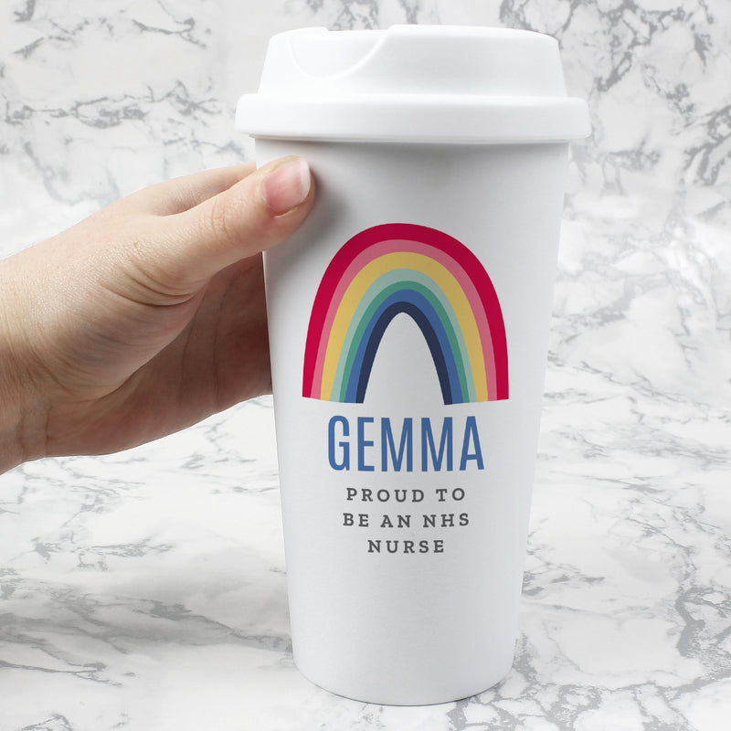 Personalised Rainbow Double Walled Travel Mug