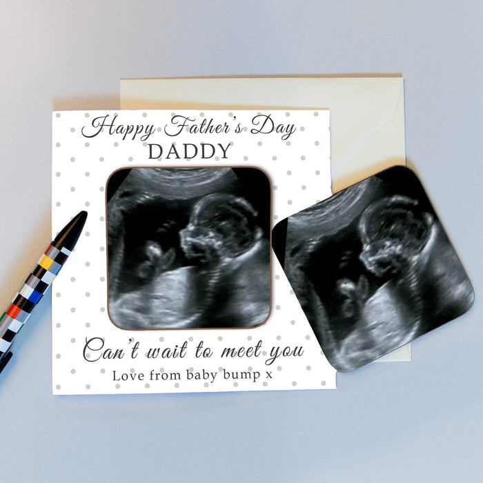 Personalised Father’s Day Coaster Card - Cant Wait To Meet You