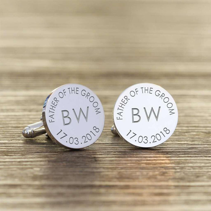 Personalised Father Of The Groom Cufflinks - Initials And Date - Myhappymoments.co.uk