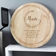 Engraved Mum Round Wooden Chopping Board