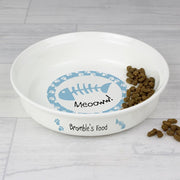 Personalised Blue Fish Design Cat Bowl - Myhappymoments.co.uk