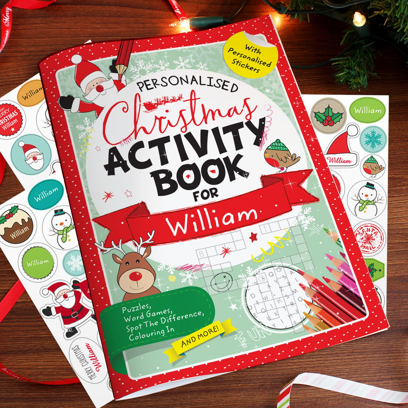 Personalised Christmas Activity Book with Stickers - Myhappymoments.co.uk