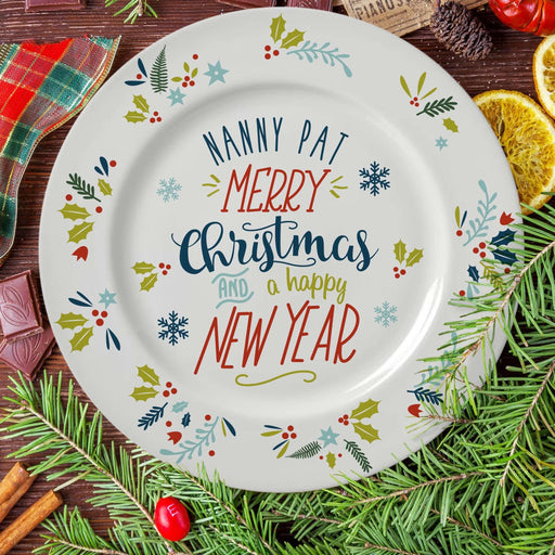Personalised Merry Christmas And A Happy New Year Plate 10” - Myhappymoments.co.uk