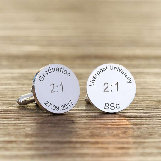 Personalised Graduation Silver Round Cufflinks - Myhappymoments.co.uk