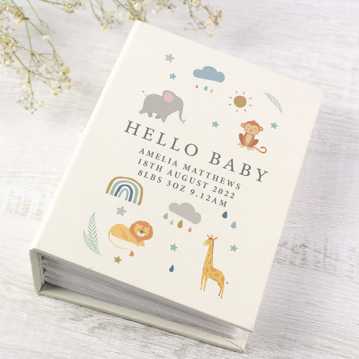 Personalised Safari Animals Baby Photo Album with Sleeves - 6x4