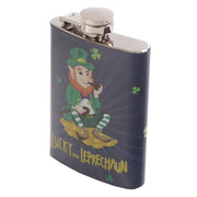 Stainless Steel Leprechaun Hip Flask 4oz - Myhappymoments.co.uk