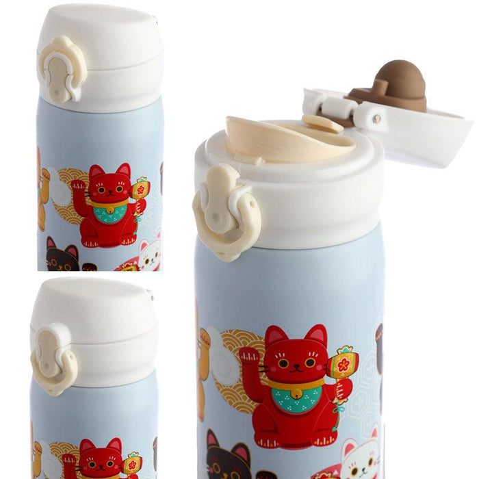 Maneki Neko Lucky Cat Reusable Thermal Insulated Drinks Bottle