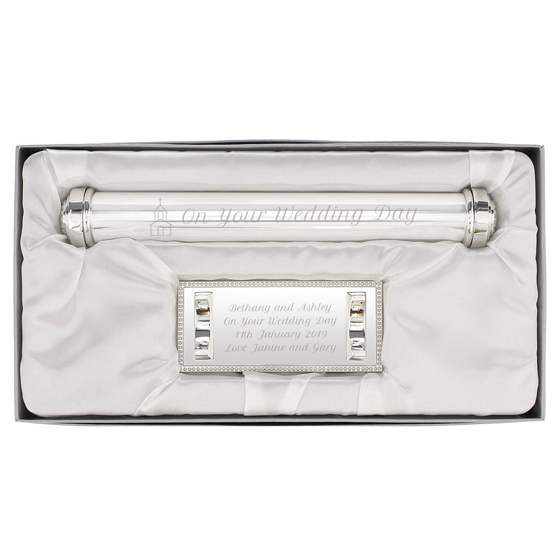 Personalised Wedding Silver Plated Certificate Holder - Myhappymoments.co.uk