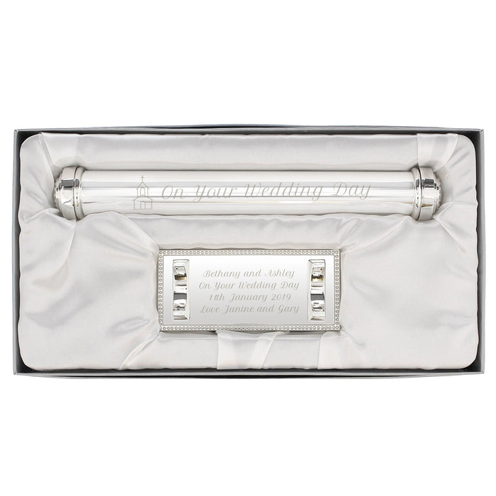 Personalised Wedding Silver Plated Certificate Holder - Myhappymoments.co.uk