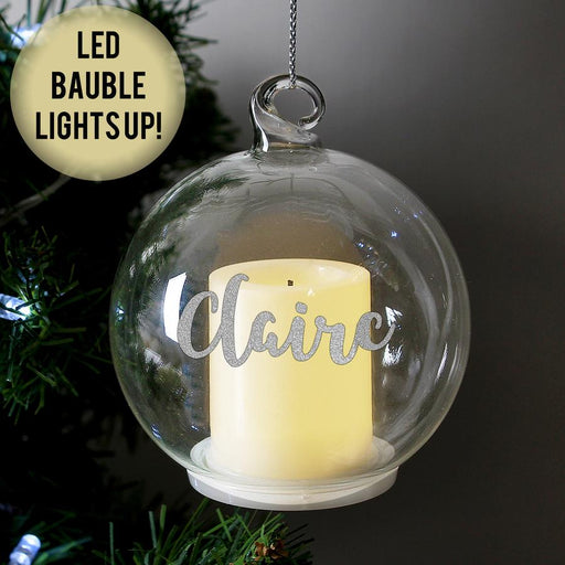 Personalised Christmas LED Candle Glass Bauble