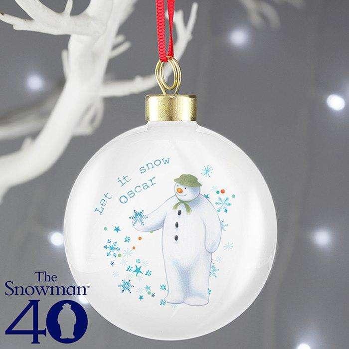 Personalised The Snowman Let it Snow Christmas Bauble - Myhappymoments.co.uk