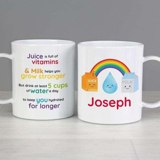 Personalised Kids Healthy Eating Plastic Mug - Myhappymoments.co.uk