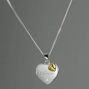 Personalised Sterling Silver Heart Locket Necklace with Diamond and 9ct Gold Charm - Myhappymoments.co.uk