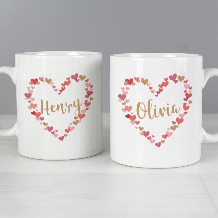 Personalised Confetti Hearts Mug Set - Myhappymoments.co.uk