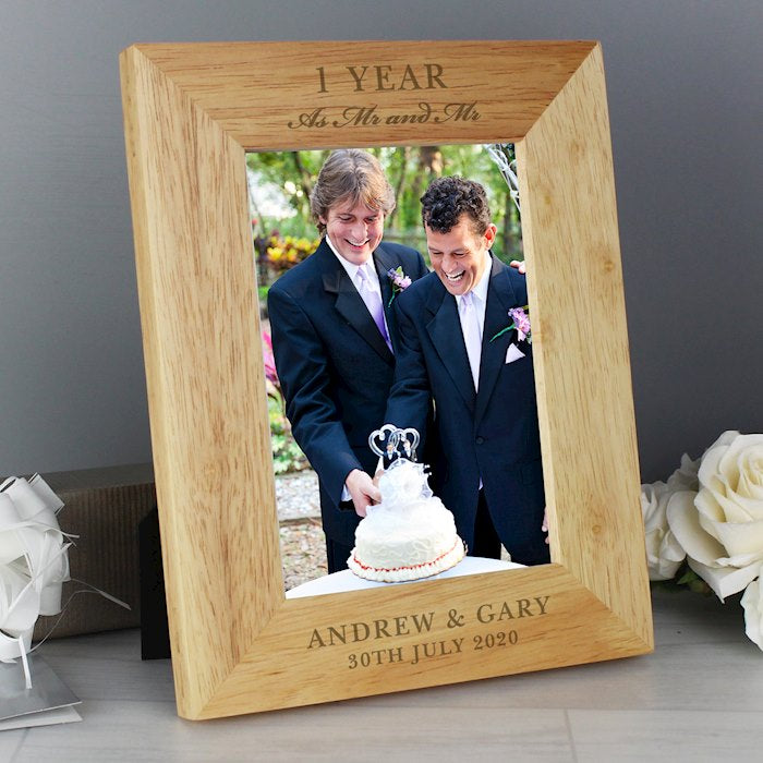 Personalised Anniversary Wooden Photo Frame 7x5 From Pukkagifts.uk