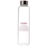 Somewhere Rainbow Reusable Glass Water Bottle with Protective Neoprene Sleeve with Strap