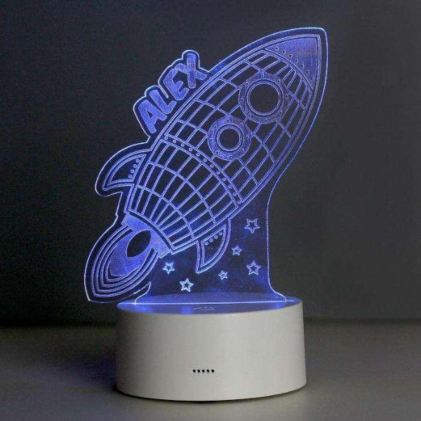 Personalised Rocket LED Colour Changing Night Light
