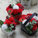 Soap Flower Bouquet Petite Basket - Rich Reds