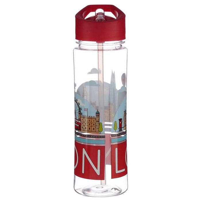 Reusable 550ml Plastic Water Bottle with Flip Straw - London Panorama