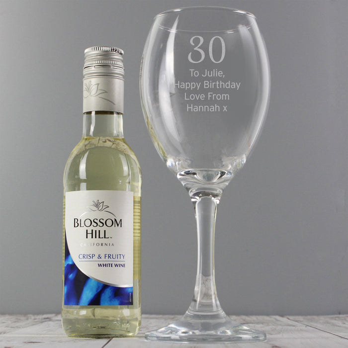 Personalised White Wine & 30th Birthday Wine Glass Set