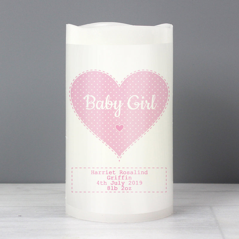 Personalised Stitch & Dot Baby Girl Nightlight LED Candle