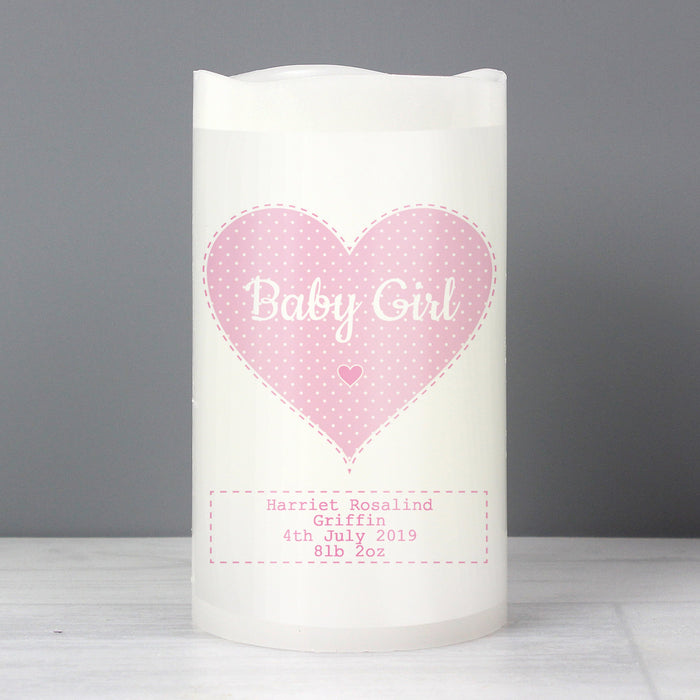 Personalised Stitch & Dot Baby Girl Nightlight LED Candle