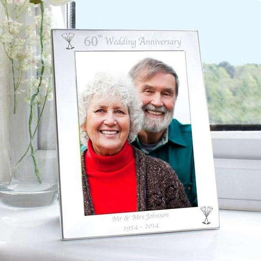 Personalised Silver 5x7 60th Wedding Anniversary Photo Frame - Myhappymoments.co.uk
