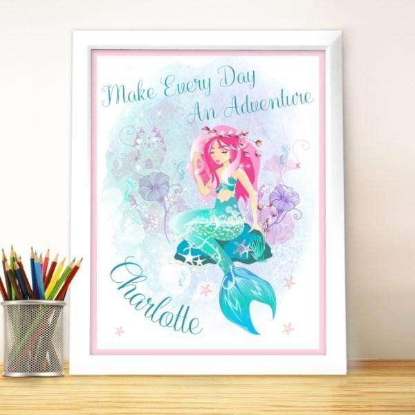 Personalised Mermaid Poster Frame - Myhappymoments.co.uk