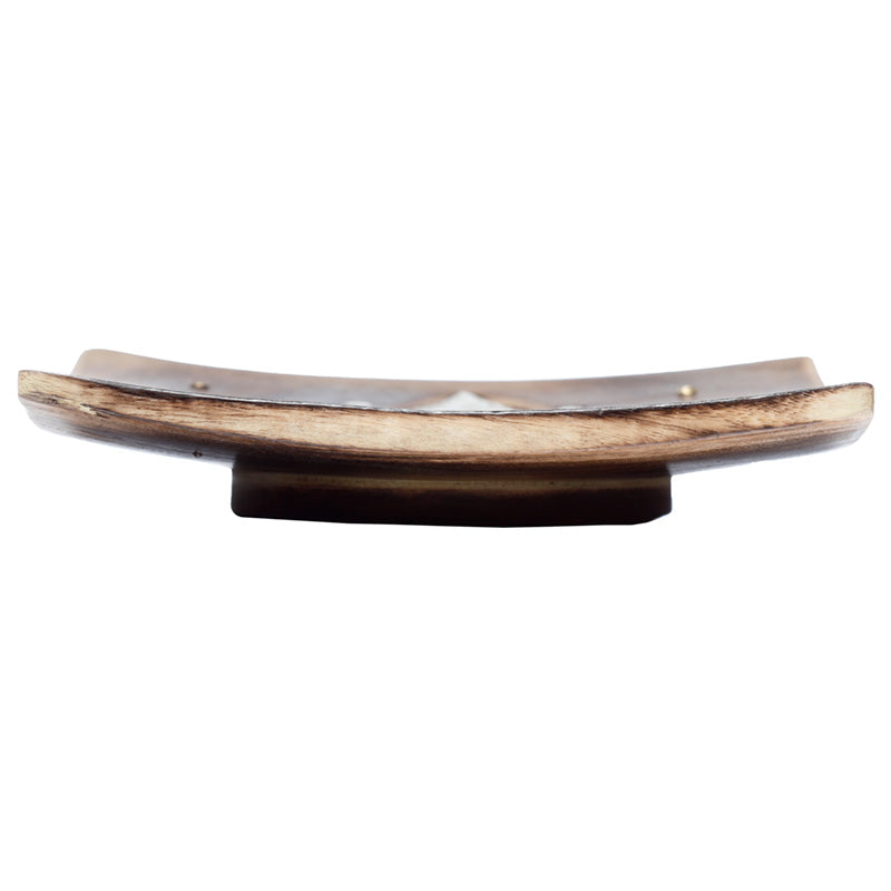 Mango Wood Square Carved Geometric Ashcatcher Incense Sticks Burner