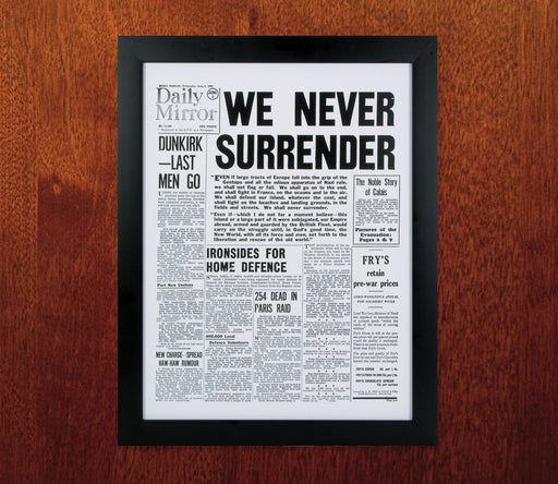 Personalised Front Page Newspaper Reprint Black Frame - Myhappymoments.co.uk