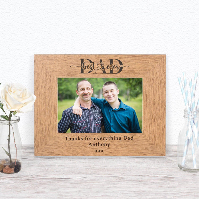 Engraved Best Ever Dad / Daddy Wooden Photo Frame