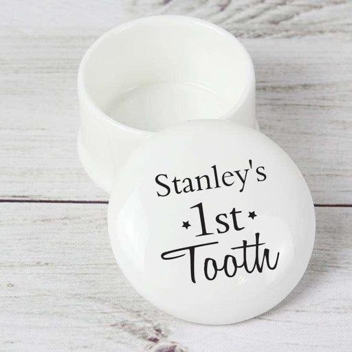 Personalised 1st Tooth Ceramic Trinket Keepsake Box - Myhappymoments.co.uk
