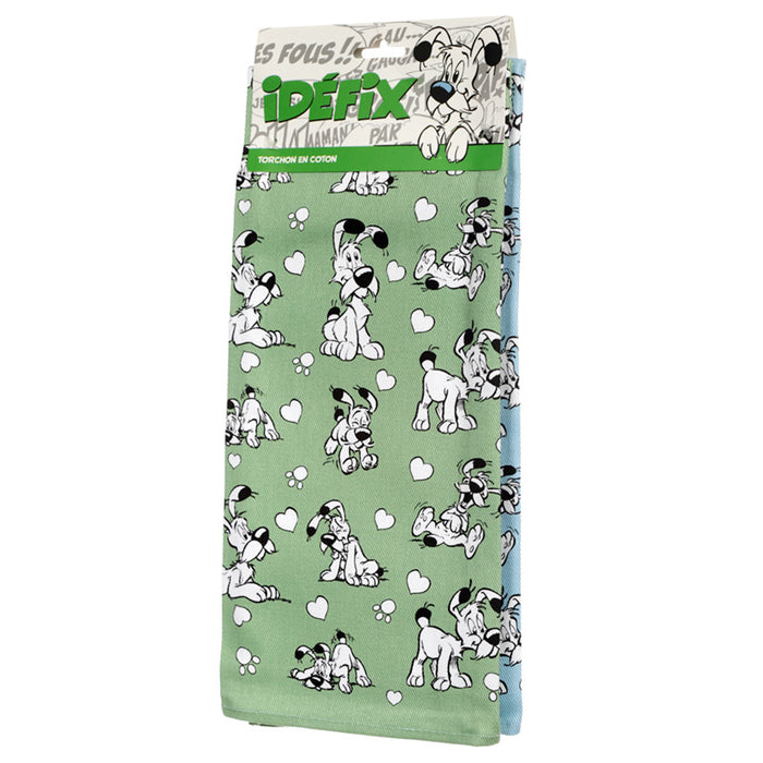 Poly Cotton Set of 2 Asterix Tea Towels - Idefix (Dogmatix)