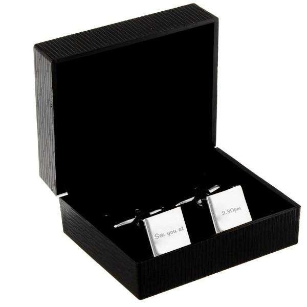 Personalised Any Message Square Cufflinks - 1 line - Myhappymoments.co.uk