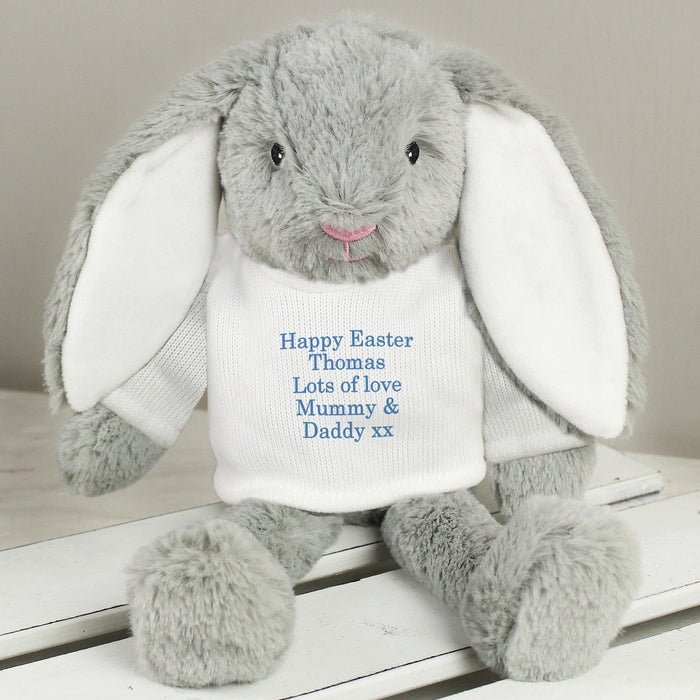 Personalised Message Bunny Rabbit Soft Toy - Blue