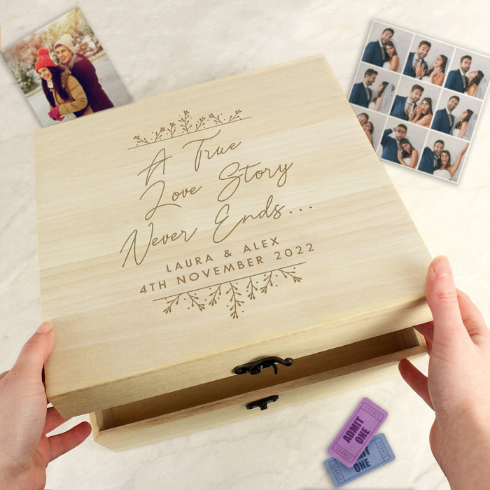 Personalised A True Love Story Never Ends Keepsake Box