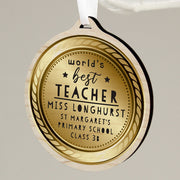 Personalised World’s Best Teacher Round Wooden Medal