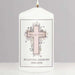Personalised Floral Cross Pillar Candle - Myhappymoments.co.uk