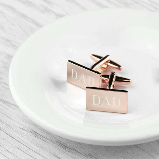 Personalised Rectangle Rose Gold Plated Cufflinks - Myhappymoments.co.uk