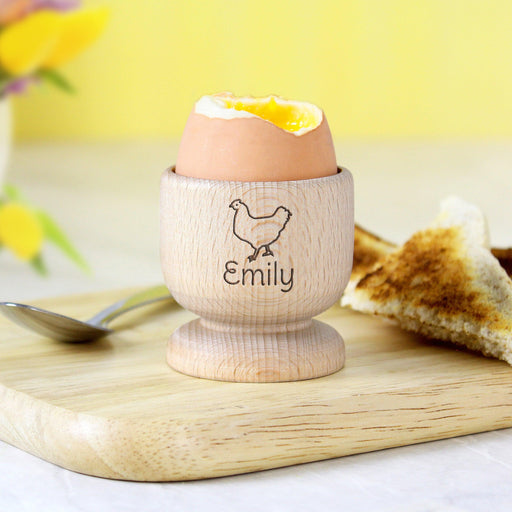 Personalised Chicken Wooden Egg Cup