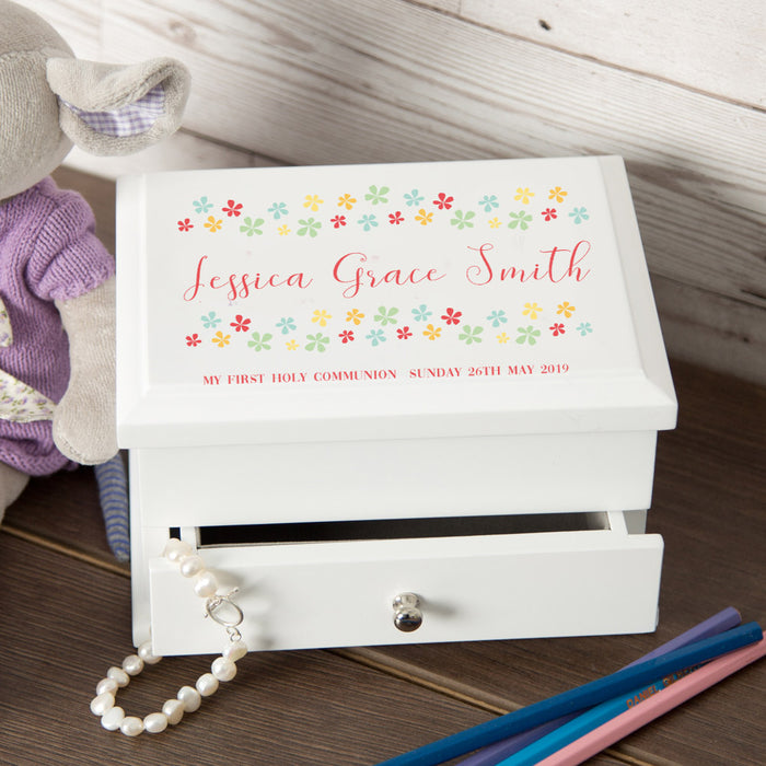 Personalised Floral Design My 1st Holy Communion Jewellery Box - Myhappymoments.co.uk