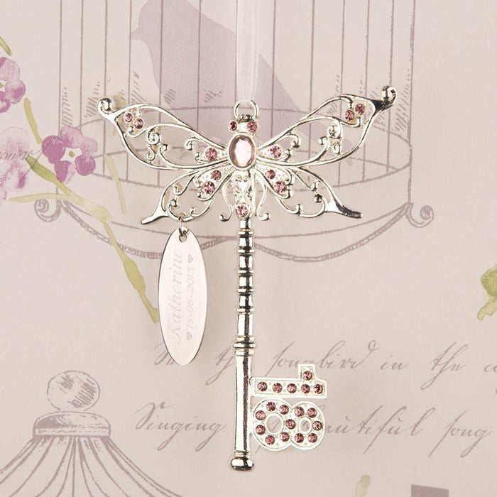 Personalised 18th Birthday Butterfly Key - Pink