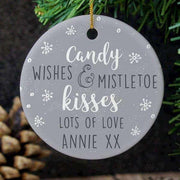 Personalised Candy Wishes & Mistletoe Kisses Christmas Decoration - Myhappymoments.co.uk