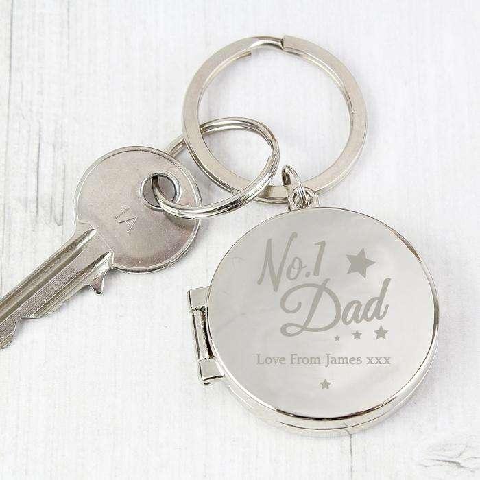 Personalised No.1 Dad Photo Locket Keyring - Myhappymoments.co.uk