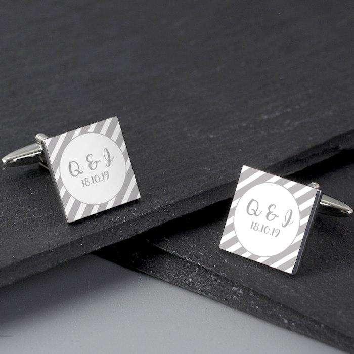Personalised Stripes Square Cufflinks - Myhappymoments.co.uk