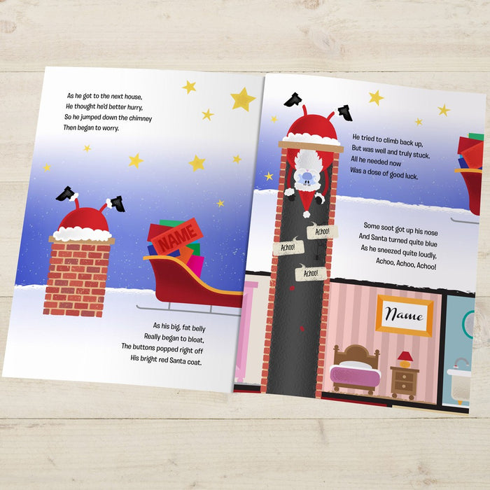 Personalised When Santa Got Stuck Up The Chimney Christmas Book - Myhappymoments.co.uk