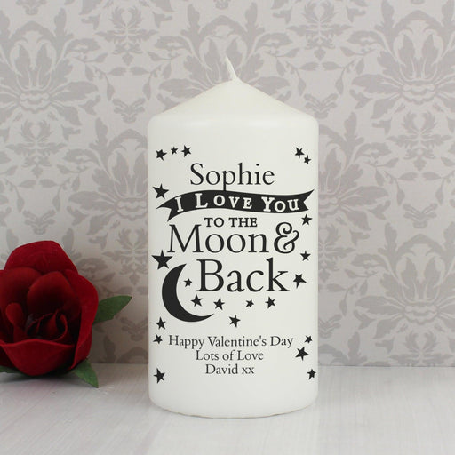 Personalised I Love You To the Moon and Back Pillar Candle