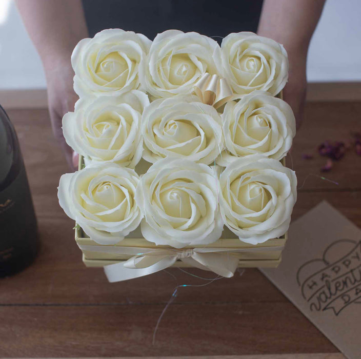 Square Soap Roses 9 Cream Roses Square Soap Flower Gift Bouquet