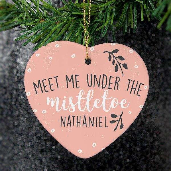 Personalised Meet Me Under The Mistletoe' Christmas Decoration - Myhappymoments.co.uk